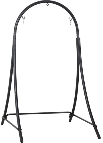 ANOW Adjustable Hammock Chair Swing Stand Only, Heavy Duty Hanging Chair Stand with Safety Hooks for Indoors Outdoors, Max 400 Lbs, Plus Size Version, Black