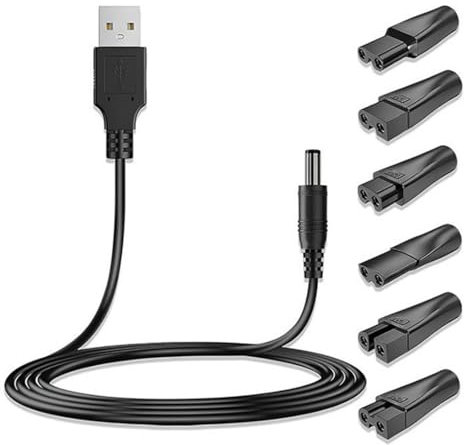Tomedeks 5V USB Netzkabel Kabel,USB Adapter Set,Rasierer Ladegerät Ersatz-Netzteil-Ladegerät Rasierer-Ladekabel-Set,für Eine Vielzahl von Elektrischen Haarschneidern,Rasierern