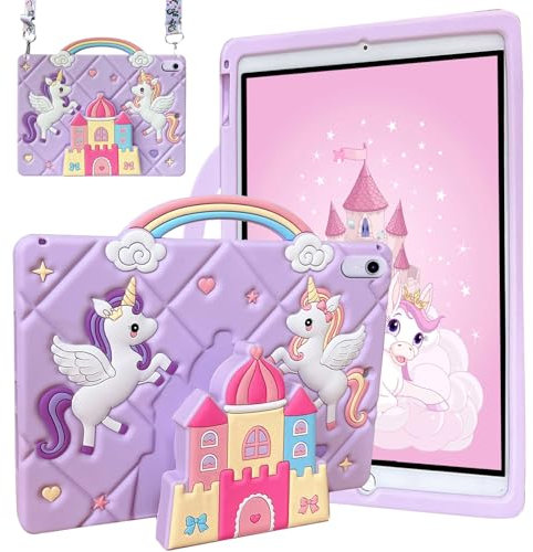YeaQuelior Funda Infantil para iPad Mini 7 (A17 Pro, 2024 Modelo, 7.ª Generación) / Mini 6 (2021 Modelo, 6.ª Generación) 8.3 Pulgadas, Funda Niños con Asa, Soporte, Correa para el Hombro