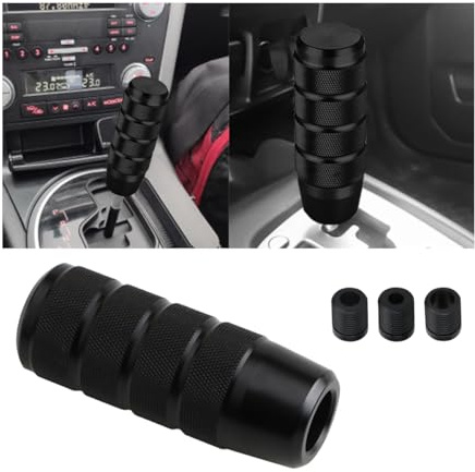 CGEAMDY Manueller Schalthebel Getriebekopf Schalthebelknauf, Schalthebelknauf Aus Aluminiumlegierung, 9.5cm Automobil LKW Motorsport Manueller Stick Schaltknauf, Dekoratives Autozubehör(Schwarz)
