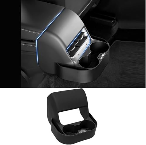 Ywooon Rücksitz Cup Holder für Tesla Model 3 2017-2023 Model Y 2020-2024 2025, Hintere Mittelkonsole Luftauslass AC Vent Hintere Getränkehalter Organizer Rücksitz Getränkehalter