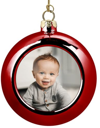 22Feels Personalisierte Weihnachtskugel mit Foto Christbaumkugel Weihnachtsdeko Geschenk Baumschmuck Familie Haustier Baby Paar Bild Advent (ROT)