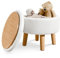 BRIAN & DANY Footstool with Storage, Small Storage Ottoman, Faux Fur Round Stool with Lid, Foot Stool with Legs for Living Room Entryway, White