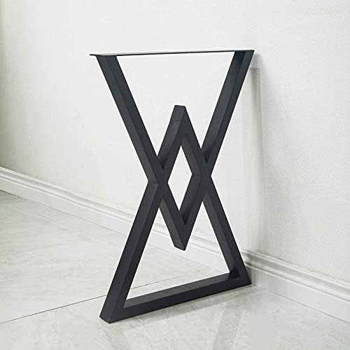 Lot de 2 pieds de table robustes en métal noir pour table de salle à manger, pieds de banc industriels modernes en fer