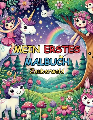 Mein erstes Malbuch: Zauberwald: 23 große Ausmalbilder mit Feen, Einhörner und Elfen - Magischer Malspaß für Kinder ab 3 Jahren