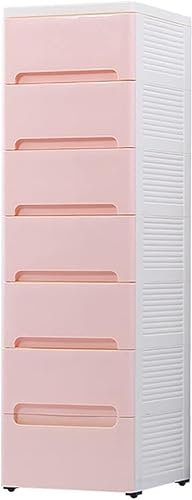 Cassettiera per bagno e cucina, 35 cm, con cassetti e mensole, design stretto, 7 strati, colore: rosa