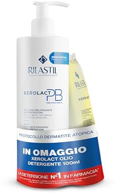 Rilastil Xerolact Protocollo Dermatite Atopica, Xerolact Balsamo PB lenitivo, 400 ml + Xerolact Olio Detergente idratante,100ml