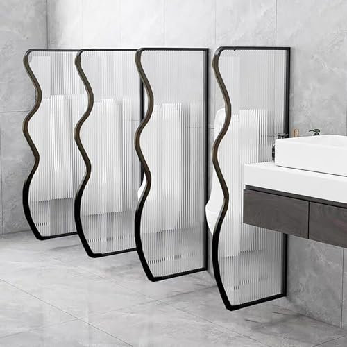 Urinal-Trennwand, Toilettentrennwand, wandmontierte Sichtschutzwand für Herrenurinale, Hotelbadezimmertrennwand, Edelstahlrahmen und Glasplatte, für Hotel/Badezimmer (Farbe: Schwarz, Größe: 3 Stück)