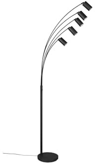Bogen-Lampe Spots schwenkbar Metall in Schwarz | Höhe 200cm, 5x GU10 LED inkl., stufenweise dimmbar, 5-flammige Stehleuchte - ideal als Wohnzimmerlampe oder Leselampe