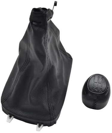 Palanca Cambios Funda De Cuero Genuino para Palanca De Cambios De 5 Y 6 Velocidades para SAAB 93 9-3 para SS 2003-2012 Funda Pomo Cambios Marcha(5 Speed Black Combo)