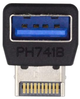 xiwai USB 3.1 Frontpanel-Header-Adapter, Stecker Typ E auf Typ A, USB 3.0 Buchse, Datenkonverter, nach unten abgewinkelt, 90 Grad, für Motherboard
