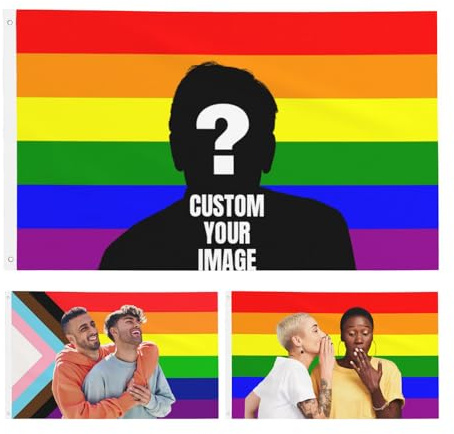 Personalisierbar Amerikanische Regenbogenflagge Flagge - Flagge Selbst Gestalten - Gestalten Sie Ihr eigenes Logo Bild - für Schlafsäle, Schlafzimmer, Clubs, Konzerte,Bars,lustiges Tapisserie-Poster