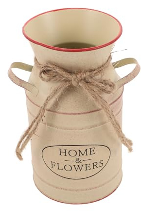 HIAKDOFT Cubo De Hierro Vintage Estilo Europeo Forma Lechera Decorativa para Flores Decoración Hogar Resistente y Fácil Limpieza