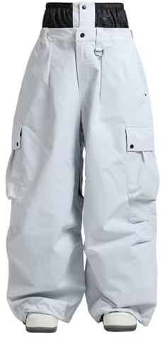 GSOU SNOW Femme Homme Pantalon Snowboard 20K Étanche Baggy Pantalon Neige | 15k Respirant,Nylon Anti-Abrasion,Double Aération Cuisses,Poches Cargo,Guêtre Neige,Jupe Pare-Neige Ski Snowboard