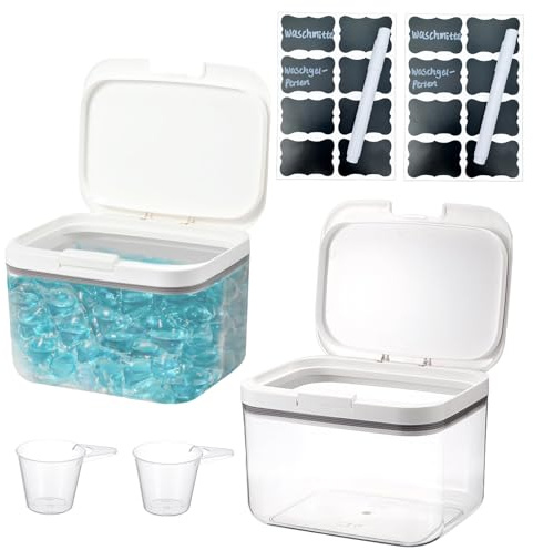 Almacenamiento de Detergente para Lavandería, 2 Unidades de 2,8L Contenedor de Detergente en Polvo, Recipiente para Detergente en Polvo con Tapa Hermética, Organizador de PET para Detergentes