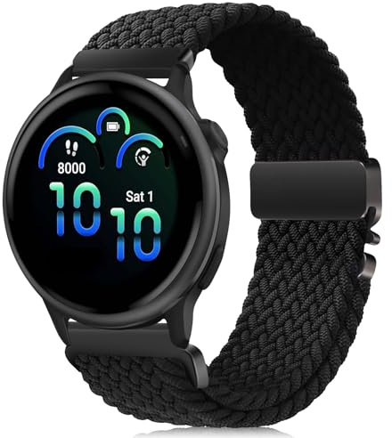 RUIMAYA Bracelet de Montre en Nylon Compatible avec Garmin Venu 3 45mm/Venu 2 45mm, 22mm Bracelet Compatible avec Forerunner 255/265 46mm/Vivoactive 4 45mm, Noir