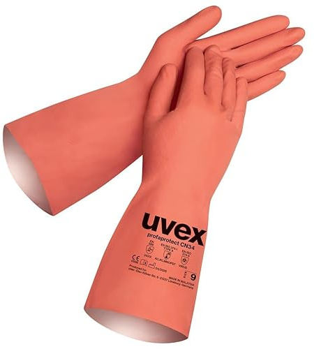 Uvex CN34 Chemikalienschutzhandschuhe – Hoher Komfort & Grip – Baumwollbeflockt, Größe 9