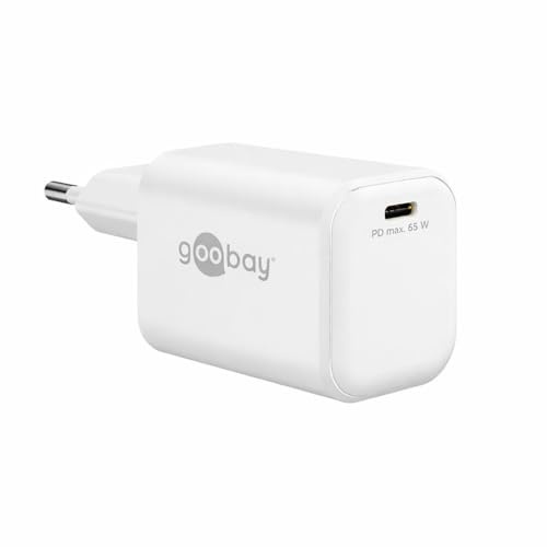 goobay 65 W USB-C-GaN-Ladegerät, 65 W USB-C-Netzteil & Schnellladegerät für Laptop, MacBook Pro, iPhone 17, 15, iPad, Galaxy S25, S24,Ladeadapter, USB-C-Stecker, Netzstecker, Adapter, weiß - 79156