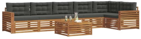 vidaXL Outdoor-Sofagarnitur mit Kissen 7 pcs Natur und Anthrazit, Gartenbank, modernes Ecksofa, strapazierfähige Sitzmöbel, Lounge für Terrasse, stylischer Komfort