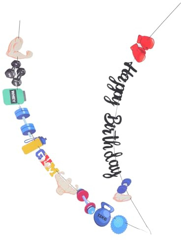 Operitacx Fitness Geburtstag Banner aus Papier mit Robustem Material und Leichtem Design Sportliche Partydeko für Fitnessstudio und Gruppenkurs Dekoration