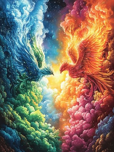 Dragon and Phönix im feurigen Wald 300 Teile Puzzle Für Erwachsene Stabil Ohne Scharfe Kanten Ab 14 Für Puzzleabende Mit Geschenkidee Der Familie Karton 300 PCS