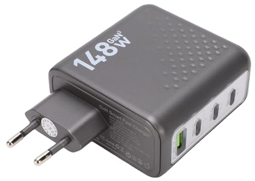 VBESTLIFE 148 W USB-C-Ladeblock, 4 Ports PD 3.1 Schnellladung mit AI-Display für Smartphones, Laptops, Tablets, Reiseadapter (EU-Stecker)