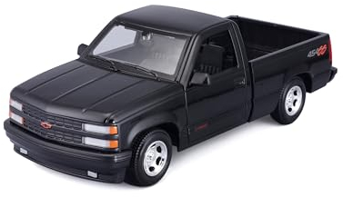 Maisto Chevrolet 454 SS Pick-Up (1993): Modellauto im Maßstab 1:24, Türen beweglich, schwarz (532901BK)