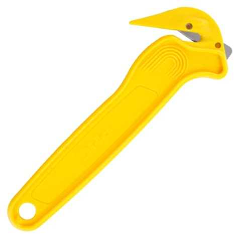 Pacific Handy Cutter Einweg-Folienschneider, NSF-zertifiziert, lebensmittelecht, Sicherheitsboxschneider und blattloser Bandspalter, perfekt für Cryovac, Plastiktüten und Schrumpffolien, Gelb