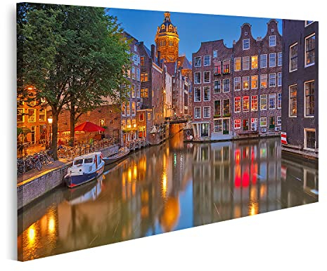islandburner Bild auf Leinwand Nicolaaskerk In Amsterdam In Dämmerung Beleuchtet Bilder Wandbilder Poster