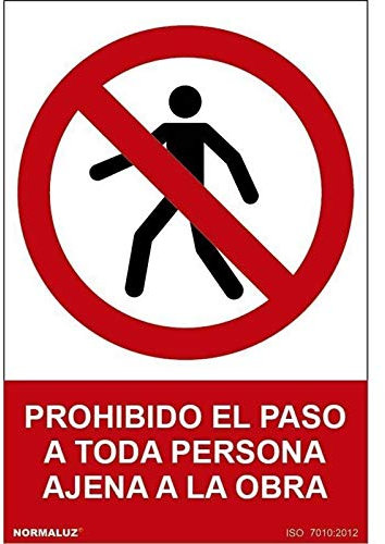 Normaluz RD40023 - Señal Prohibido El Paso A Toda Persona Ajena A La Obra PVC Glasspack 0,7 mm 21x30 cm
