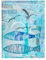 Magnettafel - Bunte Collage - Blaue Fische - Memoboard 40 x 30cm