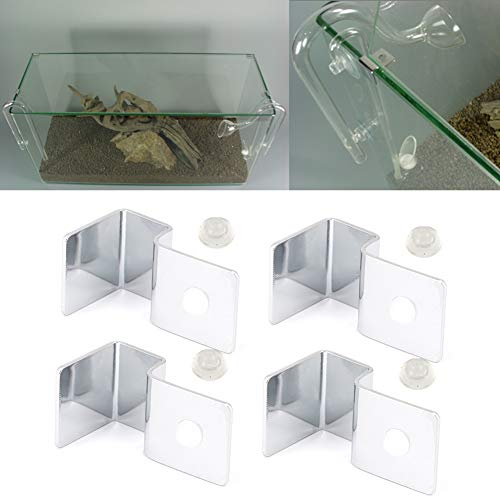 Fdit Soporte de Cubierta de Acuario de 4 Piezas, Clips de Cubierta de Vidrio para Tanque de Peces de Acero Inoxidable, Soporte para Tapa de Tanque de Peces(5 mm)