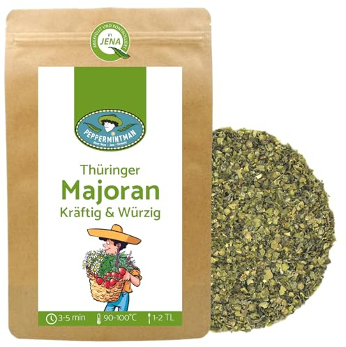 Thüringer Majoran getrocknet 200g - Deutsche Sorte - Premium Gewürz mit Spitzenqualität - Süßlich herber, markanter Duft - PEPPERMINTMAN