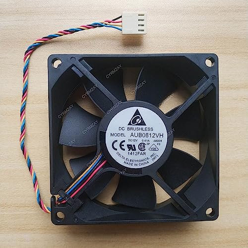 CYRMZAY Ventilador Compatible para Delta AUB0812VH 8 cm, 80 mm, 80 mm, 80 x 80 x 25 mm, 12 V, 0,41 A, Compatible para Ventilador de refrigeración PWM de 4 Hilos.