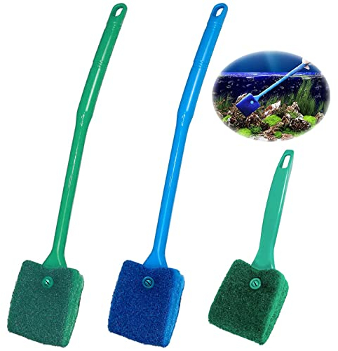 SHFSDHF Aquarium Schwamm Reinigungsbürste doppelseitige Schwammbürste Aquarium Reinigungsschwamm ReinigungsBürste algenschaber Aquarium Reinigungsbürste Aquarium Reinigungswerkzeuge 3 Stück