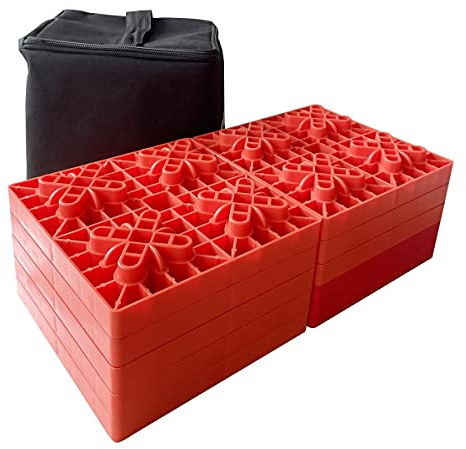 TOPWAY KATSU Tools 10 Stück Heavy Duty Caravan Nivellier Kunststoffblöcke Stützblöcke, Autorad Stützblock Ideal zum Nivellieren von Einzel und Zwillingsrädern, Wohnmobil Nivellierer, Wohnmobil