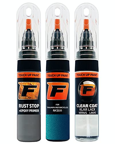 FIRANTO Lackstift Autolack Reparaturset für Triumph Motorcycles RF2511 Neon Blue - 3-in-1 Autolack Kratzer Reparaturstift 15ml Grundierung, Klarlack