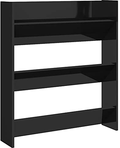 vidaXL Wand Schuhschrank Schuhregal Schuhablage Regal Schrank Schuhständer Wandregal Hängeschrank Schuhaufbewahrung Hochglanz-Schwarz 80x18x90cm Holzwerkstoff