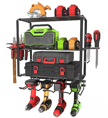 Organizador de herramientas eléctricas, organizador de herramientas flotantes, estante de almacenamiento montado en la pared para herramientas manuales y eléctricas, organizador de herramientas de
