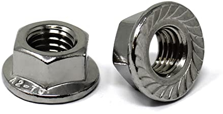 DSM-Verbindungstechnik Dado flangiato con dentatura di bloccaggio secondo DIN 6923/acciaio inox A2, V2A/dado esagonale con flangia e dentatura di blocco, dado di collegamento (25 pezzi, M12)