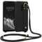 kwmobile Coque Compatible avec Xiaomi Redmi 9 - Housse TPU avec Cordon Collier et Sangle Support de Doigts - Noir