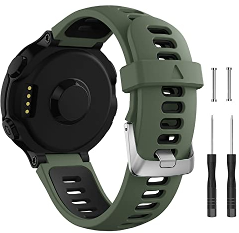 Songsier Forerunner 735XT Armband, Universal Ersatzarmband Uhrenarmband Sportarmband für Forerunner 735XT 235 235Lite 230 220 620 630 (Armee grün-schwarz)