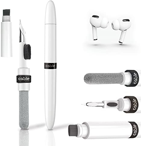 CABLE TECHNOLOGIES Penna per la Pulizia di Auricolari Bluetooth, Kit di Pulizia Airpods, Spazzola Multifunzione Pulizia Auricolari, Universale, Compatibile con Airpods 1 2 Pro (Black)
