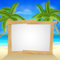Panneau en aluminium composite 60 x 60 cm : panneau en bois sur une plage tropicale. Peut également être invité à une fête sur la plage (34204256)