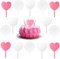 15 Stück Acryl Kuchen Topper, Herz Acryl Topper und Klare Runde Acryl, Blanko DIY Torten Topper, Cake Toppers für Geburtstag Partybedarf Baby Party Hochzeit Kuchendeko (Transparent, Rosa)