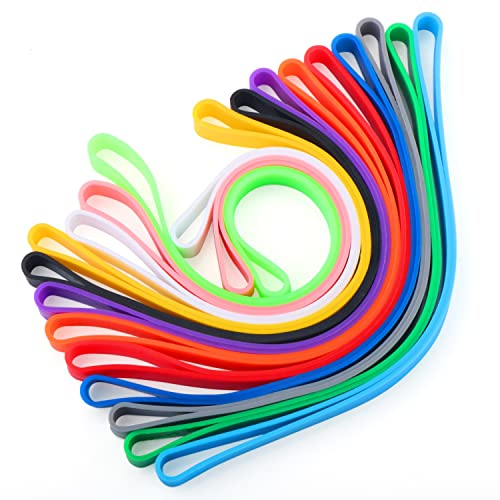 12 Stück Silikon-Gummibänder, bunt, elastisch, für Bücher, Notizbücher, Kleidung, Taschenwickel, Kunst, Übung, Kochen, Hitze, kältebeständig – 20 cm