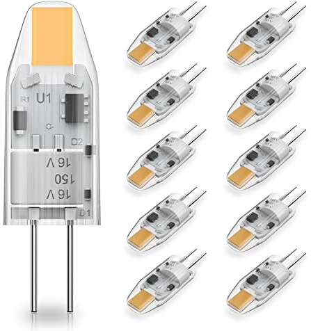RuLEDne G4 LED Leuchtmittel 1W - 1.5W LED Leuchtmittel 120 Lumen 2700K Warmweiß LED Lampen, AC/DC 12V G4 Mini Birne Leuchtmittel Entspricht 10W 15W Halogenbulb Nicht Dimmbar Kein Flackern 10er Pack