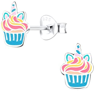 FRIEDA + PAUL Cupcake mint/rosa Mädchen Ohrstecker Ohrringe 2-tlg. Set 925 Sterling Silber anlaufgeschützt Schmuckbox
