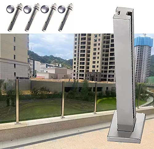 Glas Geländerpfosten Glashalter Edelstahl Deck Geländer Aus Glasscheibe, Geländer Pfosten, Bodenstehend Quadratische Säule Aus Metall für Loft Villas Flur Leitplanke, Passend für 10-12 mm Dickes Glas