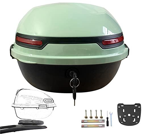 AVIITI Universal-Motorrad-Topcase Mit Rückenlehne Und Sicherheitsschloss Kofferraum/Gepäcktasche Für Motorrad Moped Rücksitzgepäckträger,Grün,32x39x26cm